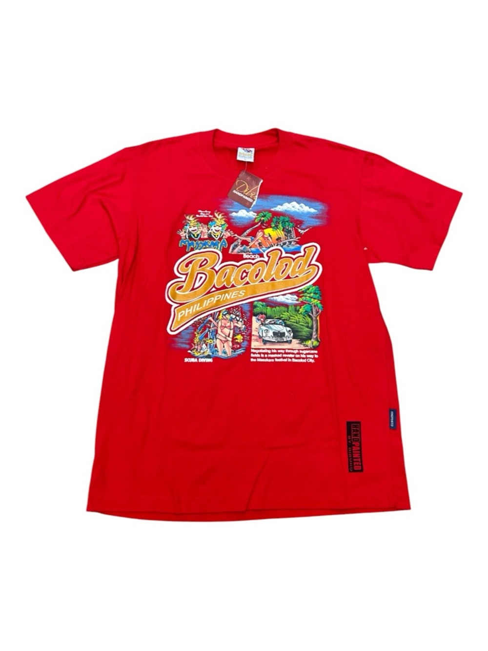 🔥🔥 Vintage Hand Painted Bacolod Philippines RARE Graphic‎ Tee Sz Large - NWT